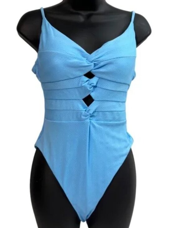 BECCA Other - BECCA Women's Standard Prima Twist One Piece Swimsuit, Plunge Neck, Cutout Sz M